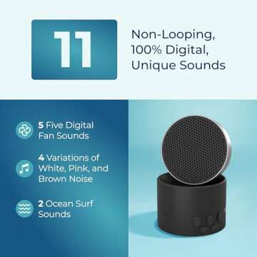 LectroFan Micro2 Non-Looping Sound Machine and Stereo Bluetooth Speaker with White Noise, Fan, and Ocean Sounds for Sleep, Relaxation, Privacy, Study, and Audio Streaming