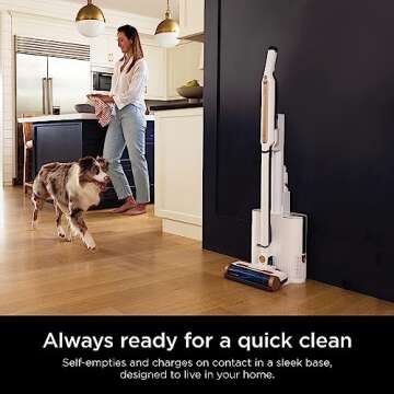 Shark WS642AE WANDVAC System, Ultra-Lightweight Powerful Cordless Stick Vacuum with HEPA Empty Base, Anti-Allergen Complete Seal, PowerFins, Self-Cleaning Brushroll & Pet Tool, White (Renewed)