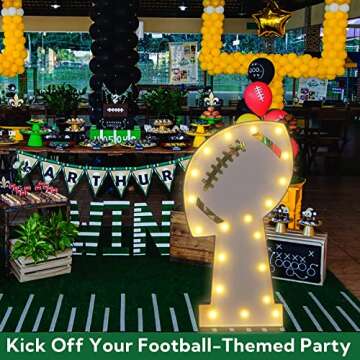 imprsv 3FT Football Birthday Party Decorations Trophy, Football Party Supplies for Game Day, Great Football Party Decorations, Large Marquee Light Up Frame for First Down Football Birthday Party