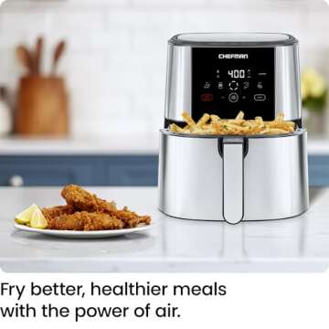 Chefman TurboFry Touch Air Fryer - 5-Quart, Digital Control, Nonstick, Safe