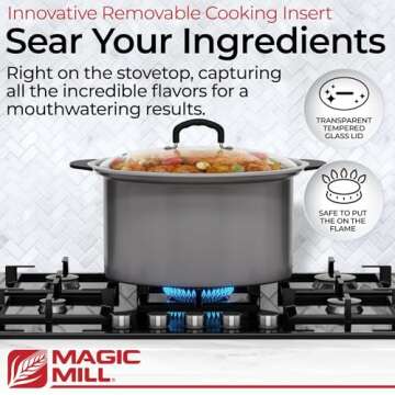 Magic Mill 10 Quart Slow Cooker - Extra Large with Non-Stick Pot & Glass Lid