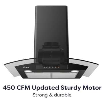 CIARRA Black Range Hood 30 inch with Soft Touch Control 450 CFM Stove Vent Hood for Kitchen with 3 Speed Exhaust Fan Auto Shut Off Function CAB75502