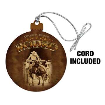 GRAPHICS & MORE Cowboy Western Rodeo Vintage Horse Bucking Riding Wood Christmas Tree Holiday Ornament