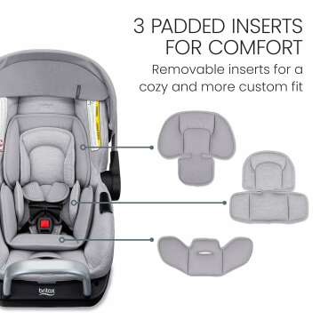 Britax Cypress Infant Car Seat, Rear Facing Car Seat with Alpine Base, ClickTight, Premium Fabrics, Ponte Stone