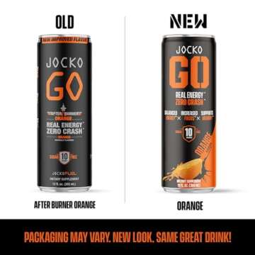 Jocko GO Energy Drink (Afterburner Orange) - KETO, Vitamin B12, Vitamin B6, Electrolytes, L Theanine, Magnesium- All Natural Energy Boost, Sugar Free Nootropic Monk Fruit Blend - 12 Pack