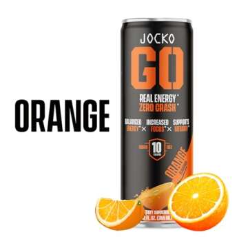 Jocko GO Energy Drink (Afterburner Orange) - KETO, Vitamin B12, Vitamin B6, Electrolytes, L Theanine, Magnesium- All Natural Energy Boost, Sugar Free Nootropic Monk Fruit Blend - 12 Pack