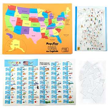 Imagimake Mapology USA & World Map Puzzle with Flags, Capitals, Stickers | Educational Toys for Ages 5-7 | Jigsaw Puzzles for Kids Ages 8-10 | Geography Toys for Ages 8-13 | 6 Year Old Boy/Girl Gifts