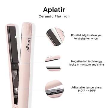 L'ANGE HAIR Aplatir Ceramic Flat Iron Hair Straightener | Adjustable Temp Dual Voltage Hair Straightening Iron | Tourmaline-Infused Flat Iron | Best 1 Inch Flat Iron to Ease Frizz | Blush