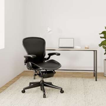 Aeron Chair by Herman Miller - Highly Adjustable Graphite Frame - with PostureFit - Carbon Classic (Medium)