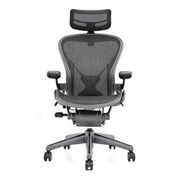 Aeron Chair by Herman Miller - Highly Adjustable Graphite Frame - with PostureFit - Carbon Classic (Medium)