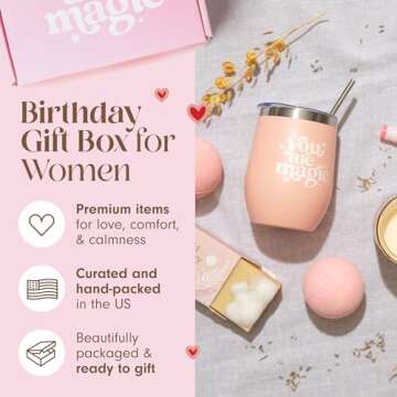 Unboxme Gifts For Women - Birthday Edition | Gift Box For Her | Thinking Of You Gift Basket with Mug, Scented Candle, Bath Bombs, Soap + More | Unique Gift Ideas