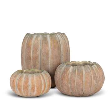 Abbott Collection 27-PUMPKIN-221-LG Large Tall Cement Pumpkin Indoor and Outdoor Planter Pot