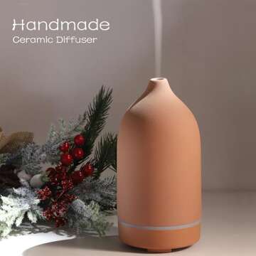 Essential Oils for Diffusers for Home,Ceramic Diffuser for Essential Oils,Handmade Aroma Diffuser 100ML (Pottery Red)