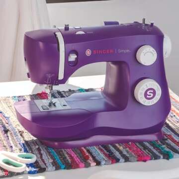 SINGER Simple 3337 Lightweight & Portable Sewing Machine With 108 Stitch Applications, LED Light & 1-step Buttonhole | Used for Crafting and Sewing - Purple