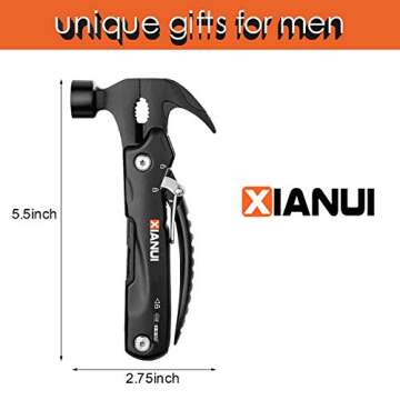 Gifts for Men, Stocking Stuffers for Men, Camping Survival Gear Multitool Hammer 12in1, Mens Gifts for Christmas, Cool Gadgets for Men, Unique Men Gift Ideas for Dad Husband Boyfriend, Tools for Men