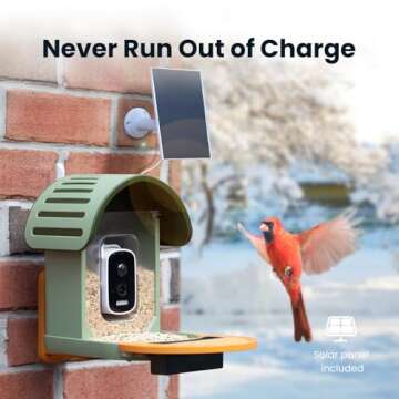 VINGUYS® Bird Feeder with Camera Solar Powered, Smart Bird Feeder Camera AI Identifies 11,000+ Bird Species, Auto-Capture 2.5K UHD Bird Video, IP66 Waterproof Outdoor Bird Feeder, Ideal Gift, Green