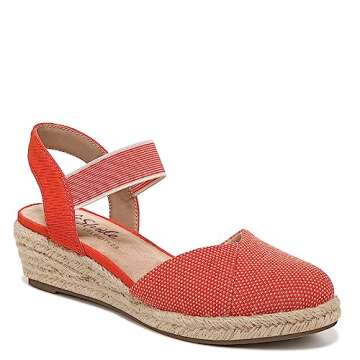 LifeStride Women’s Kimmie Espadrille Wedge Sandal - Comfortable and Stylish Loafer in Orange, Size 5.5 US