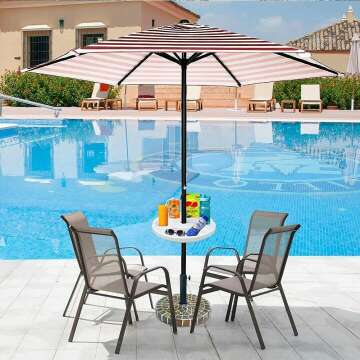 AMMSUN Beach Umbrella Table Tray with Cup Holders