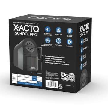 X-ACTO Pencil Sharpener, SchoolPro Electric Pencil Sharpener, Heavy Duty Electric Pencil Sharpener for School, Classroom and Teacher Supplies, Perfect Addition to Homeschooling Supplies, Black