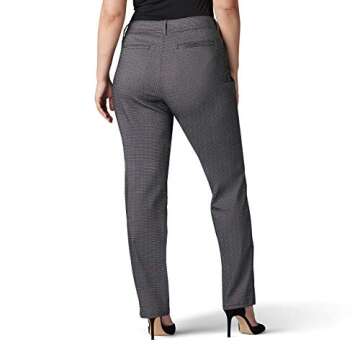 Lee Women's Plus Size Relaxed Fit All Day Straight Leg Pant, Black/White Rockhill Plaid, 18W Medium