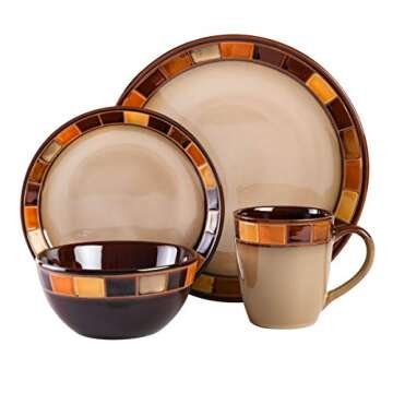 Gibson Casa Estebana 16-piece Dinnerware Set Service for 4, Beige and Brown - 70736.16RM