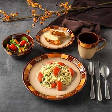 Gibson Casa Estebana 16-piece Dinnerware Set Service for 4, Beige and Brown - 70736.16RM