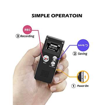 Digital Voice Recorder 16GB Voice Recorder with Playback for Lectures - USB Rechargeable Dictaphone Upgraded Small Tape Recorder Device