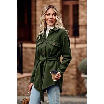 PRETTYGARDEN Women's Fall Fashion Winter Trench Coats Lapel Button Down Peacoat Belted Outerwear Casual Jackets (Army Green,Small)