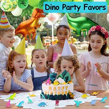 48Pcs Glow in Dark Mini Dinosaur Figures Birthday Party Favors Supplies Dino Cupcake Toppers Goodie Bags Stuffers Pinata Filler Classroom Prizes Treasure Toy Class Valentines Day Gifts Kid Boy Girl