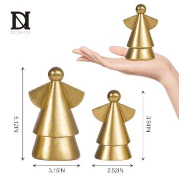 DN DECONATION 2PCS Small Gold Angel Figurine Gifts for Women Healing Angel Sculpture Decorative Table Centerpieces for Christmas Valentines Day Mothers Day Wedding, Collectible Home Decor Resin