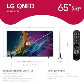 LG 65-Inch QNED80T 4K Smart LED TV with AI Remote & Alexa