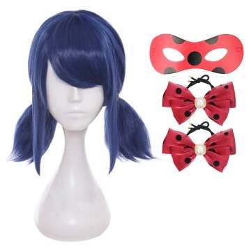 Blue Anime Cosplay Wig Set