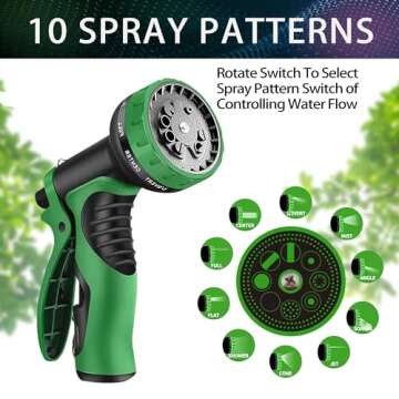 Expandable Garden Hose 50 ft - 2024 New Retractable Water Hose with 10 Pattern Spray Nozzle, Extra Strength Fabric - Flexible Expanding Hoses with 3/4" Solid Brass Fittings(Green Black)