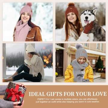 Fleece Lined Winter Hat, Scarf & Gloves Set