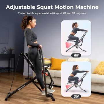 Sunny Health & Fitness Duo Motion Row and Squat Assist Multi-Functional Workout Trainer with Adjustable Resistance, Easy Setup & Foldable, Glute & Leg Exercise Machine - SF-A022070