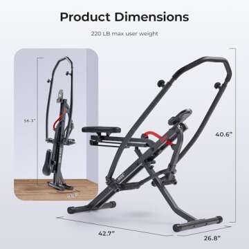 Sunny Health & Fitness Duo Motion Row and Squat Assist Multi-Functional Workout Trainer with Adjustable Resistance, Easy Setup & Foldable, Glute & Leg Exercise Machine - SF-A022070