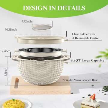 4-1 Colander with Bowl Set - Rotatable Strainers for Kitchen, Food Strainers and Colanders, Funny Kitchen Presents for Women, Fruit Cleaner, Veggie Wash, Aesthetic Kitchen Gadget Essentials - Beige