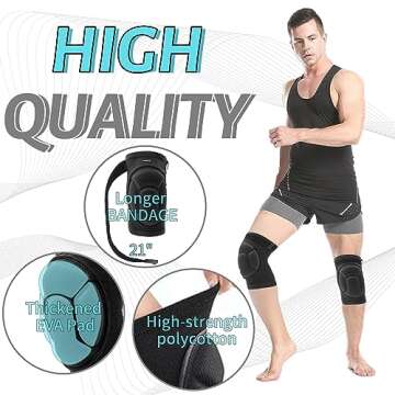 ONTYZZ Knee Pads with Non-Slip Bandage Thickening Anti-Collision EVA Sports Knee Pads for Volleyball Basketball Football Dancing Working Gardening Cleaning Breathable Knee Pads for Men Women Black/L