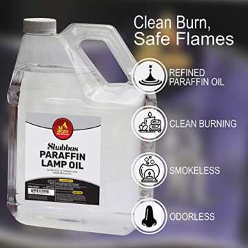 Ner Mitzvah 1 Gallon Paraffin Lamp Oil - Clear Smokeless, Odorless, Clean Burning Fuel for Indoor and Outdoor Use - Shabbos Lamp Oil - 6 Pack