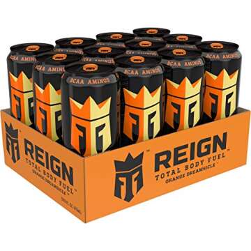 Reign Total Body Fuel, Orange Dreamsicle, Fitness & Performance Drink, 16 Fl Oz (Pack of 12)