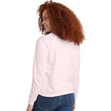 Hanes Women's EcoSmart Crewneck Sweatshirt, Pale Pink, XL