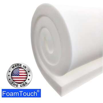 FoamTouch Upholstery Foam Cushion High Density 2 Height x 24 Width x 84 Length Made in USA