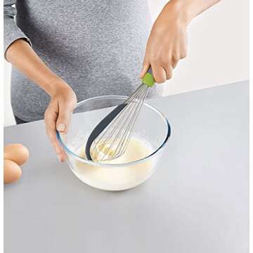 Joseph Joseph Whiskle 2-in-1 Integrated Bowl Scraper Whisk and Scrape, One Size, Gray/Green