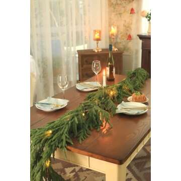 EnnbeRuu Real Touch Norfolk Pine Christmas Garland (Norfolk, 9FT)