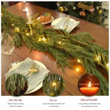 EnnbeRuu Real Touch Norfolk Pine Christmas Garland (Norfolk, 9FT)