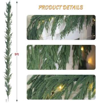 EnnbeRuu Real Touch Norfolk Pine Christmas Garland (Norfolk, 9FT)