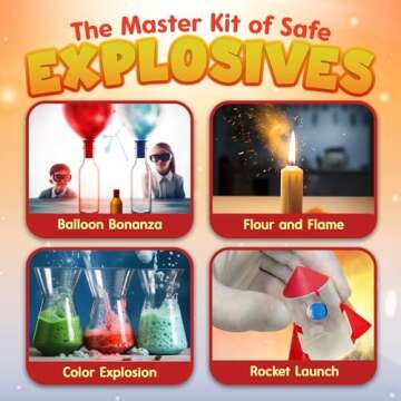 Playz Kaboom! 50+ Explosive Science Experiments Kit for Kids Age 8-12 with 25 Playz Lab Token Experiments - Chemistry Set STEM Learning & Educational Toys & Gifts for Boys, Girls, Teenagers & Kids