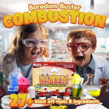 Playz Kaboom! 50+ Explosive Science Experiments Kit for Kids Age 8-12 with 25 Playz Lab Token Experiments - Chemistry Set STEM Learning & Educational Toys & Gifts for Boys, Girls, Teenagers & Kids