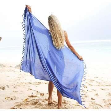 Shu-Shi Women's Royal Blue Beach Cover Up Sarong