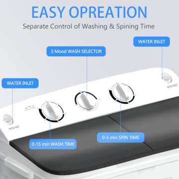 DOGHLY Twin Tub Washer - Compact 18lbs Capacity